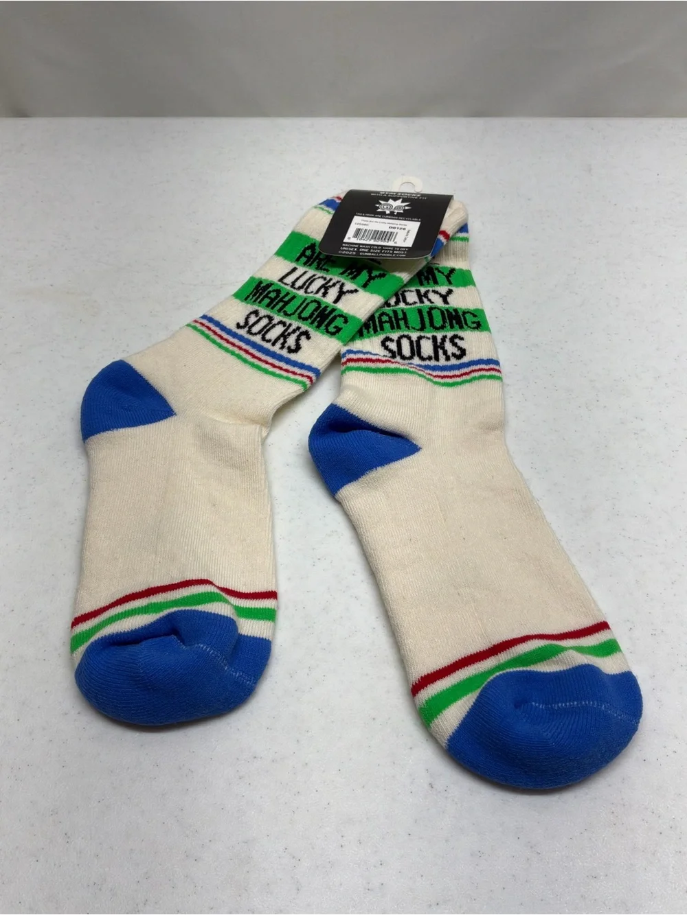 My Lucky Mah Jong Socks Blue /White/Green One Size Fits Most